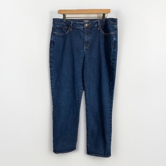 NYDJ Women’s Jeans Size 14 Blue Denim Straight Leg Lift Tuck Slimming Casual - Picture 1 of 11